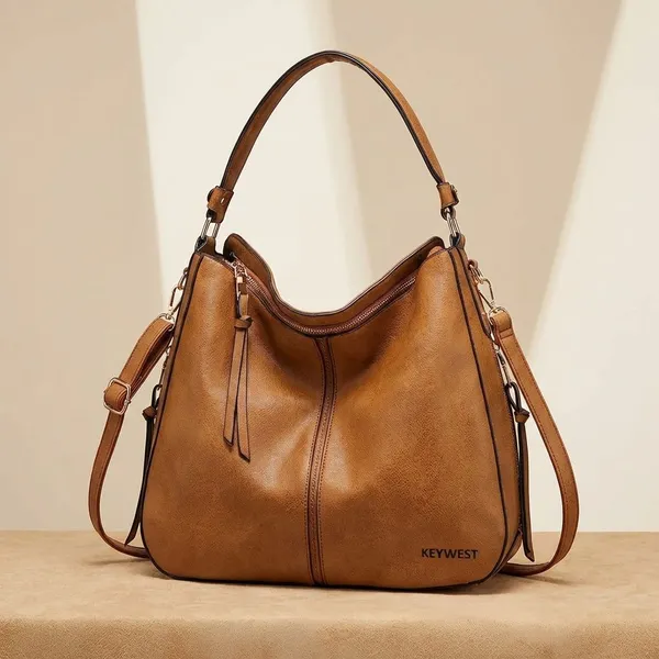 Keywest_Women's_Classic_Tote_Handbag_for_Women_|_Hobo_Bag_for_Work_|_Ladies_Purse_|_Stylish_Shoulder_Bag_|_Gift_For_Women_|_Tan