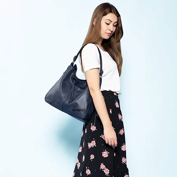 Keywest_Women's_Classic_Tote_Handbag_for_Women_|_Hobo_Bag_for_Work_|_Ladies_Purse_|_Stylish_Shoulder_Bag_|_Gift_For_Women_|_Blue