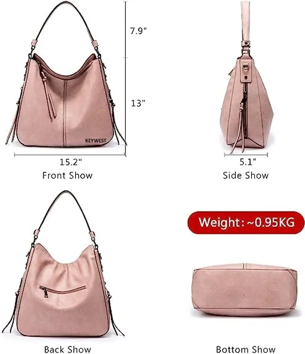 Keywest_Women's_Classic_Tote_Handbag_for_Women_|_Hobo_Bag_for_Work_|_Ladies_Purse_|_Stylish_Shoulder_Bag_|_Gift_For_Women_|_Light_Pink
