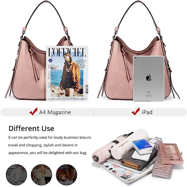 Keywest_Women's_Classic_Tote_Handbag_for_Women_|_Hobo_Bag_for_Work_|_Ladies_Purse_|_Stylish_Shoulder_Bag_|_Gift_For_Women_|_Light_Pink