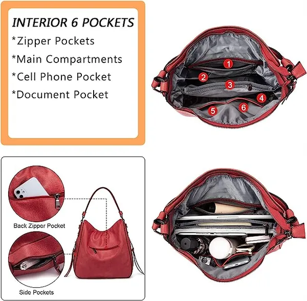 Keywest_Women's_Classic_Tote_Handbag_for_Women_|_Hobo_Bag_for_Work_|_Ladies_Purse_|_Stylish_Shoulder_Bag_|_Gift_For_Women_|_Red