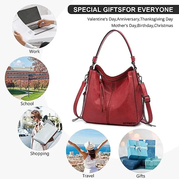 Keywest_Women's_Classic_Tote_Handbag_for_Women_|_Hobo_Bag_for_Work_|_Ladies_Purse_|_Stylish_Shoulder_Bag_|_Gift_For_Women_|_Red