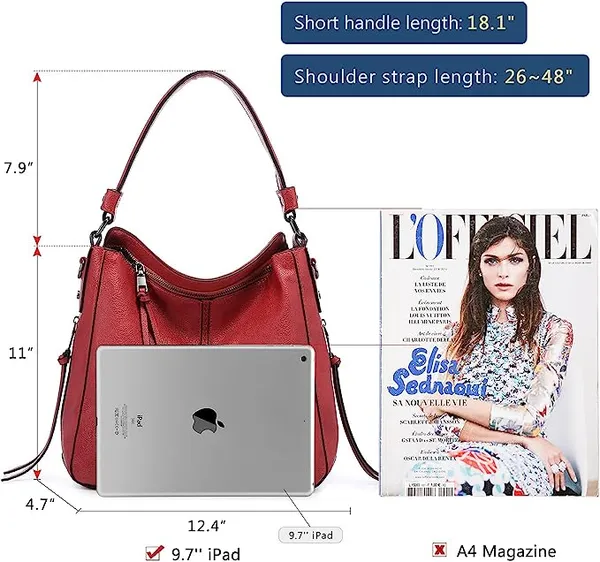 Keywest_Women's_Classic_Tote_Handbag_for_Women_|_Hobo_Bag_for_Work_|_Ladies_Purse_|_Stylish_Shoulder_Bag_|_Gift_For_Women_|_Red