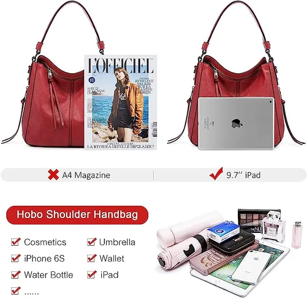 Keywest_Women's_Classic_Tote_Handbag_for_Women_|_Hobo_Bag_for_Work_|_Ladies_Purse_|_Stylish_Shoulder_Bag_|_Gift_For_Women_|_Red
