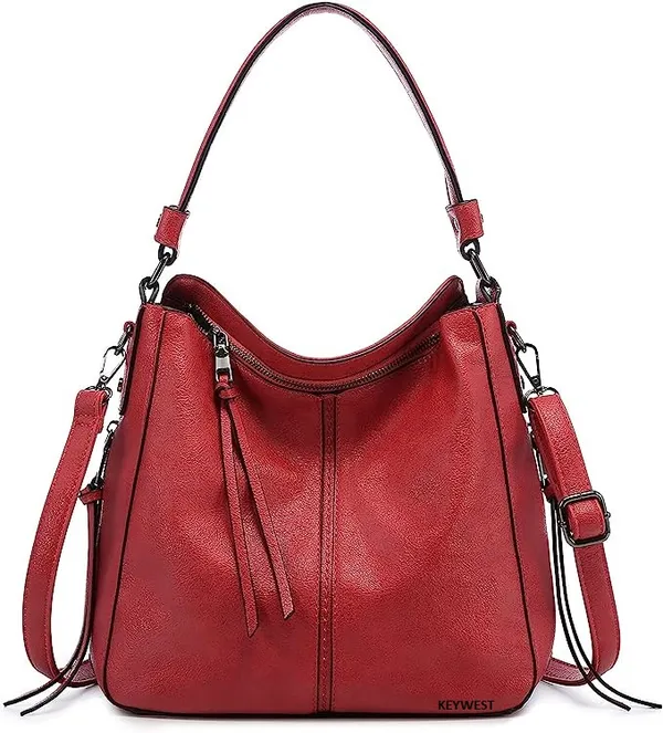 Keywest_Women's_Classic_Tote_Handbag_for_Women_|_Hobo_Bag_for_Work_|_Ladies_Purse_|_Stylish_Shoulder_Bag_|_Gift_For_Women_|_Red