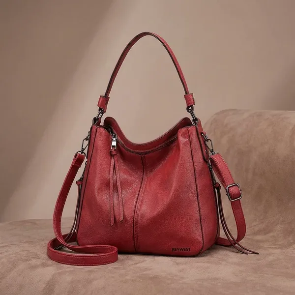 Keywest_Women's_Classic_Tote_Handbag_for_Women_|_Hobo_Bag_for_Work_|_Ladies_Purse_|_Stylish_Shoulder_Bag_|_Gift_For_Women_|_Red