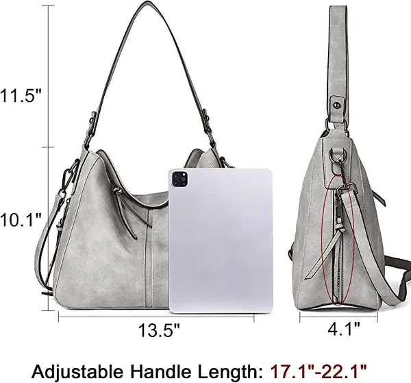 Keywest_Women's_Classic_Tote_Handbag_for_Women_|_Hobo_Bag_for_Work_|_Ladies_Purse_|_Stylish_Shoulder_Bag_|_Gift_For_Women_|_Grey