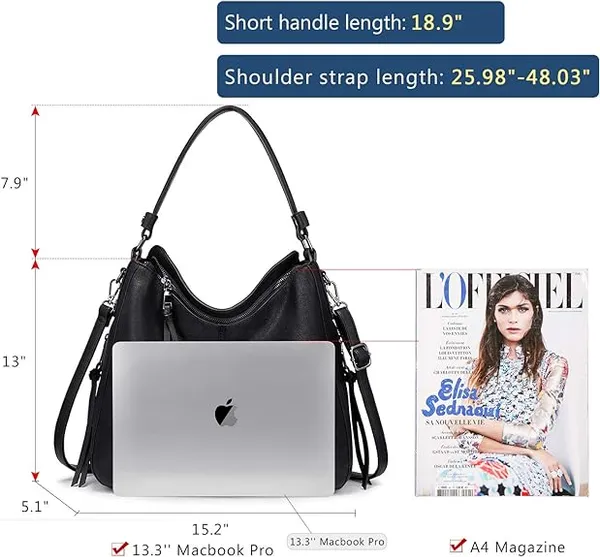 Keywest_Women's_Classic_Tote_Handbag_for_Women_|_Hobo_Bag_for_Work_|_Ladies_Purse_|_Stylish_Shoulder_Bag_|_Gift_For_Women_|_Black