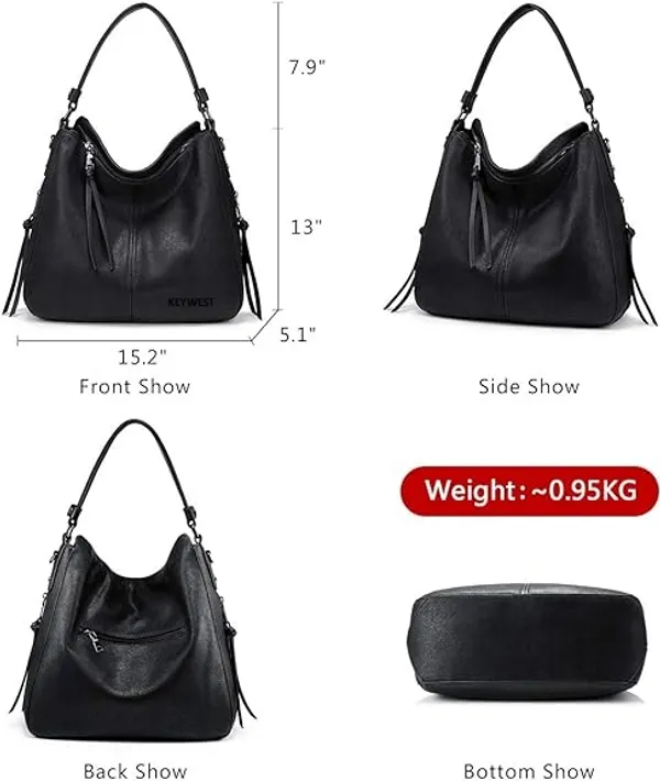 Keywest_Women's_Classic_Tote_Handbag_for_Women_|_Hobo_Bag_for_Work_|_Ladies_Purse_|_Stylish_Shoulder_Bag_|_Gift_For_Women_|_Black