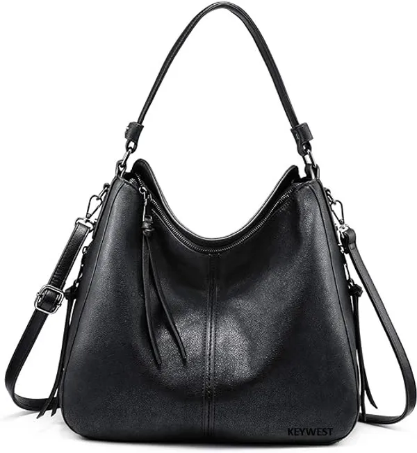 Keywest_Women's_Classic_Tote_Handbag_for_Women_|_Hobo_Bag_for_Work_|_Ladies_Purse_|_Stylish_Shoulder_Bag_|_Gift_For_Women_|_Black