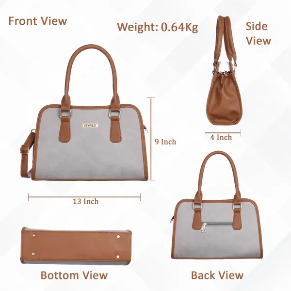 Keywest_Women's_Laurent_Tote_Handbag_for_Women_|_Hobo_Bag_for_Work_|_Ladies_Purse_|_Stylish_Shoulder_Bag_|_Gift_For_Women_|_Grey_||_Tan