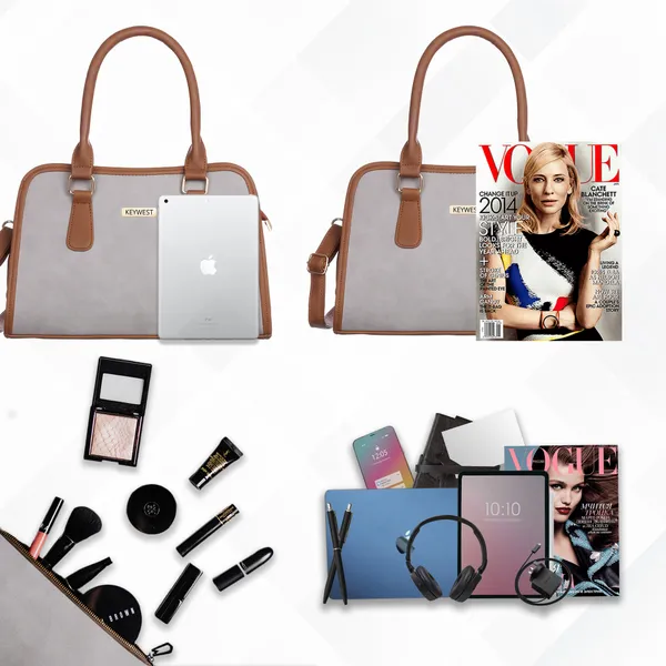 Keywest_Women's_Laurent_Tote_Handbag_for_Women_|_Hobo_Bag_for_Work_|_Ladies_Purse_|_Stylish_Shoulder_Bag_|_Gift_For_Women_|_Grey_||_Tan