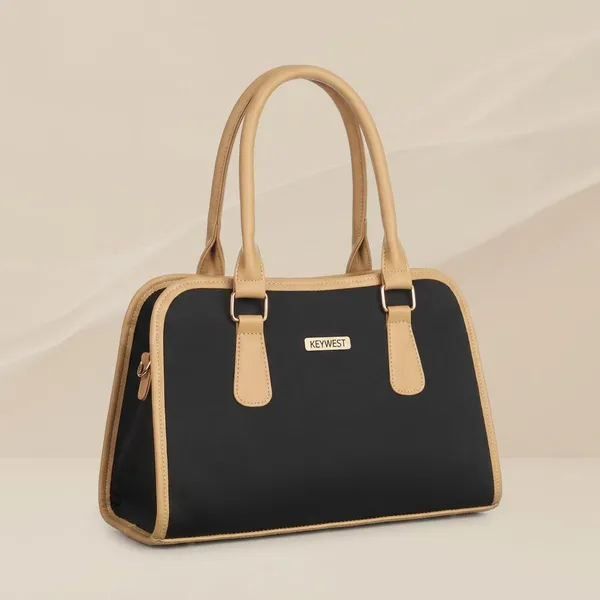 Keywest_Women's_Laurent_Tote_Handbag_for_Women_|_Hobo_Bag_for_Work_|_Ladies_Purse_|_Stylish_Shoulder_Bag_|_Gift_For_Women_|_Black_||_Beige