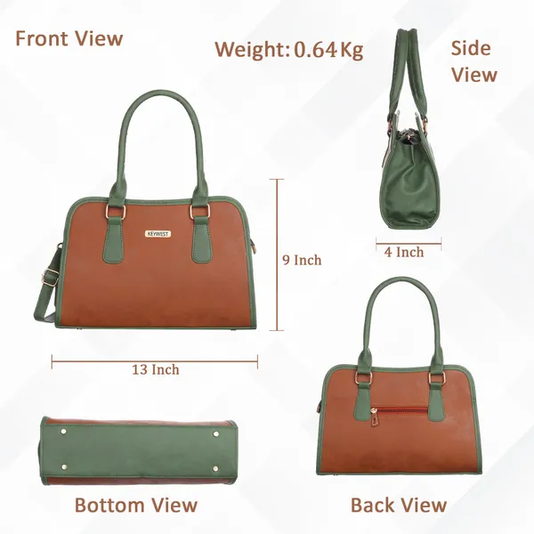 Keywest_Women's_Laurent_Tote_Handbag_for_Women_|_Hobo_Bag_for_Work_|_Ladies_Purse_|_Stylish_Shoulder_Bag_|_Gift_For_Women_|_Tan_||_Green