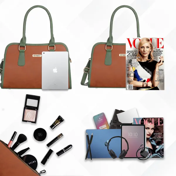 Keywest_Women's_Laurent_Tote_Handbag_for_Women_|_Hobo_Bag_for_Work_|_Ladies_Purse_|_Stylish_Shoulder_Bag_|_Gift_For_Women_|_Tan_||_Green