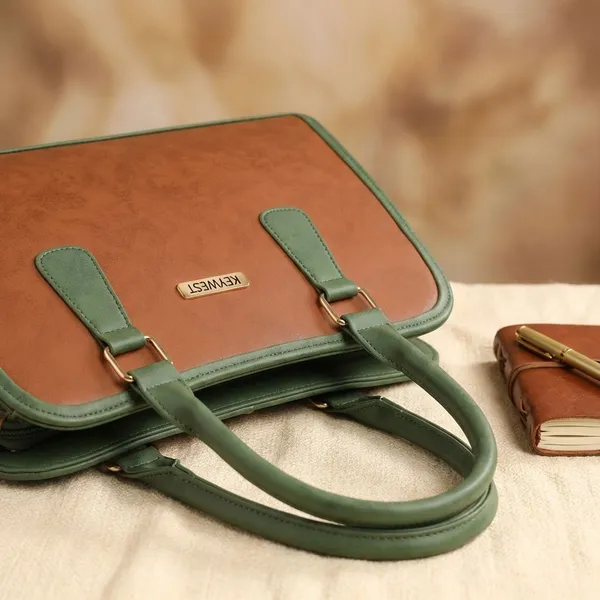 Keywest_Women's_Laurent_Tote_Handbag_for_Women_|_Hobo_Bag_for_Work_|_Ladies_Purse_|_Stylish_Shoulder_Bag_|_Gift_For_Women_|_Tan_||_Green