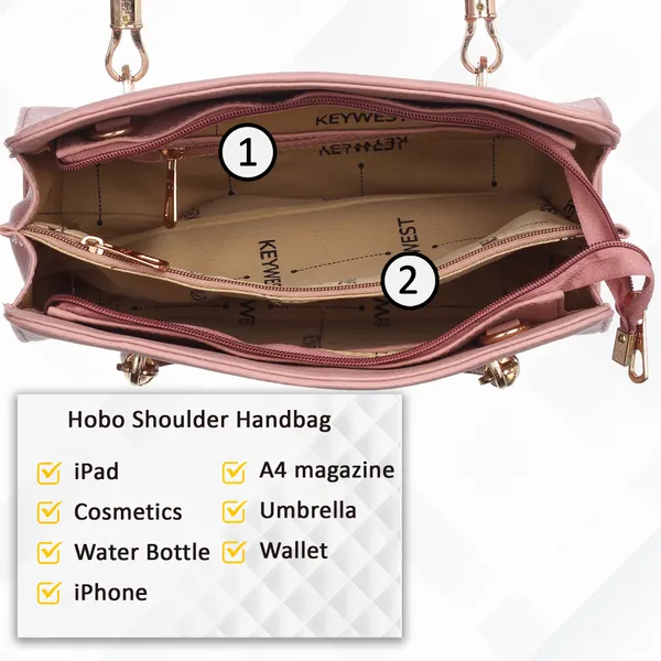 Keywest_Women's_Chanelle_Tote_Handbag_for_Women_|_Hobo_Bag_for_Work_|_Ladies_Purse_|_Stylish_Shoulder_Bag_|_Gift_For_Women_|_Pink