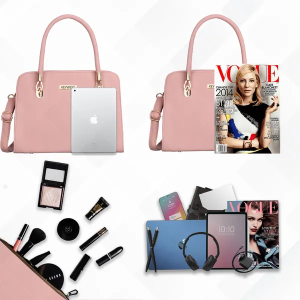 Keywest_Women's_Chanelle_Tote_Handbag_for_Women_|_Hobo_Bag_for_Work_|_Ladies_Purse_|_Stylish_Shoulder_Bag_|_Gift_For_Women_|_Pink