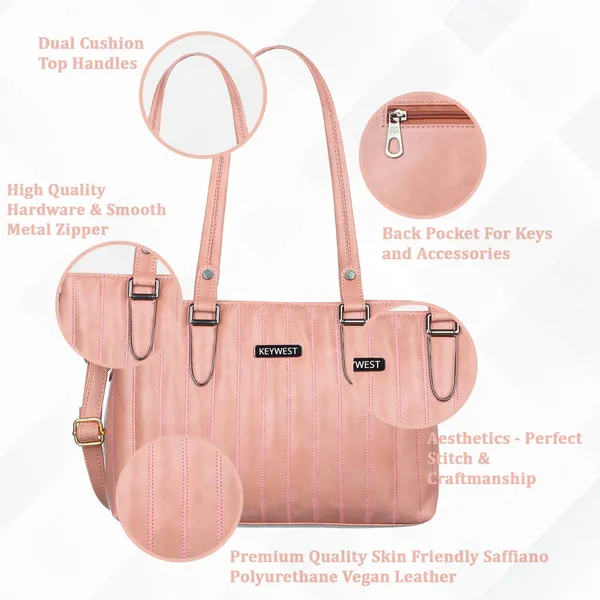 Keywest_Women's_Couture_Tote_Handbag_for_Women_|_Hobo_Bag_for_Work_|_Ladies_Purse_|_Stylish_Shoulder_Bag_|_Gift_For_Women_|_Pink