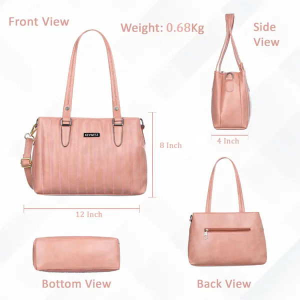 Keywest_Women's_Couture_Tote_Handbag_for_Women_|_Hobo_Bag_for_Work_|_Ladies_Purse_|_Stylish_Shoulder_Bag_|_Gift_For_Women_|_Pink