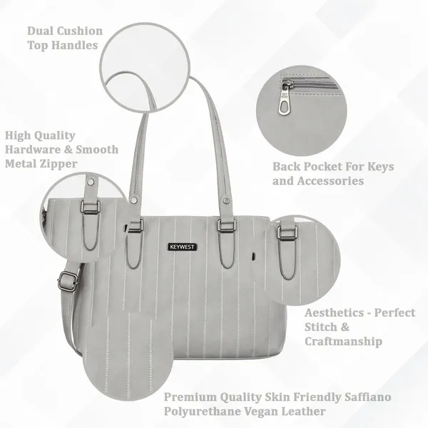 Keywest_Women's_Couture_Tote_Handbag_for_Women_|_Hobo_Bag_for_Work_|_Ladies_Purse_|_Stylish_Shoulder_Bag_|_Gift_For_Women_|_Grey
