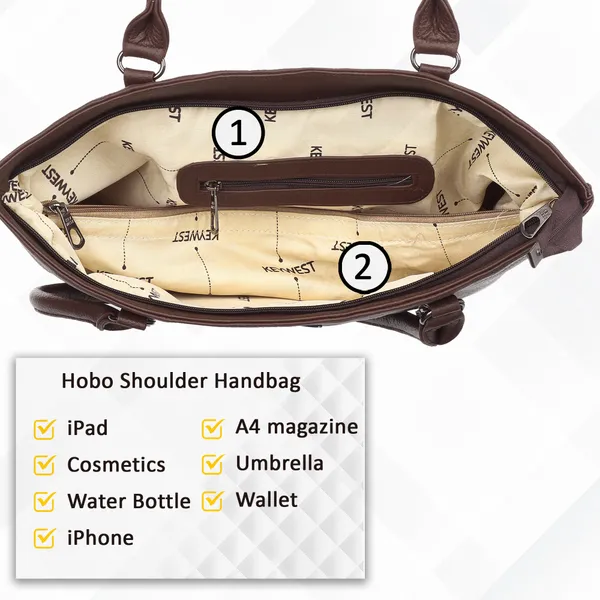 Keywest_Women's_Mandhana_Tote_Handbag_for_Women_|_Hobo_Bag_for_Work_|_Ladies_Purse_|_Stylish_Shoulder_Bag_|_Gift_For_Women_|_Brown