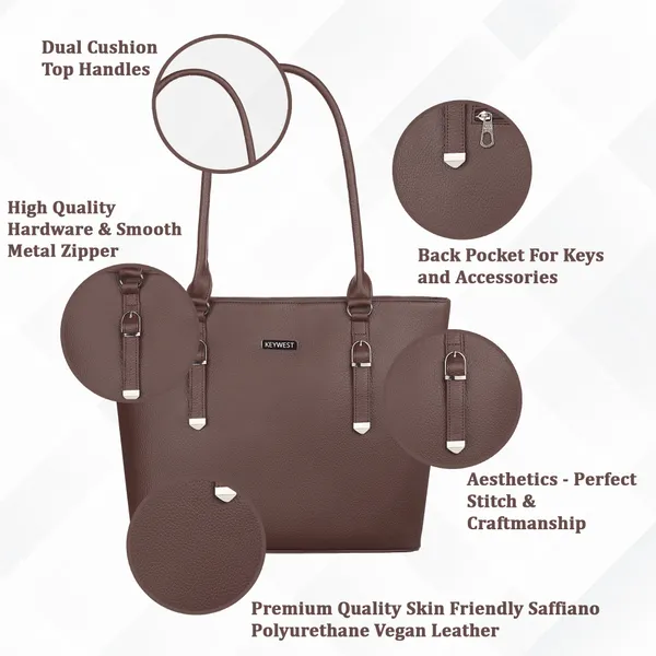 Keywest_Women's_Mandhana_Tote_Handbag_for_Women_|_Hobo_Bag_for_Work_|_Ladies_Purse_|_Stylish_Shoulder_Bag_|_Gift_For_Women_|_Brown