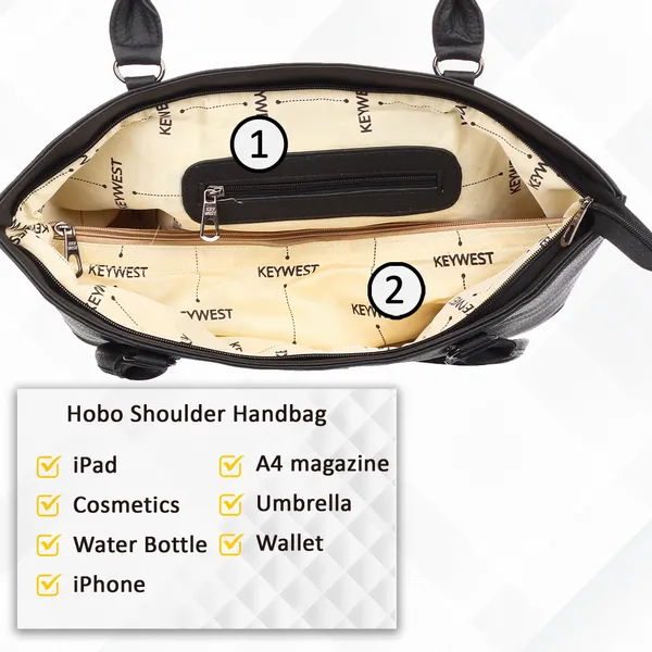 Keywest_Women's_Mandhana_Tote_Handbag_for_Women_|_Hobo_Bag_for_Work_|_Ladies_Purse_|_Stylish_Shoulder_Bag_|_Gift_For_Women_|_Black