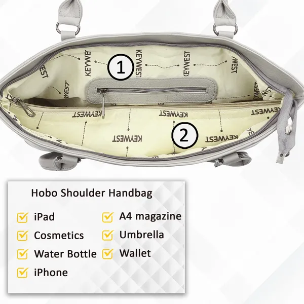 Keywest_Women's_Mandhana_Tote_Handbag_for_Women_|_Hobo_Bag_for_Work_|_Ladies_Purse_|_Stylish_Shoulder_Bag_|_Gift_For_Women_|_Grey