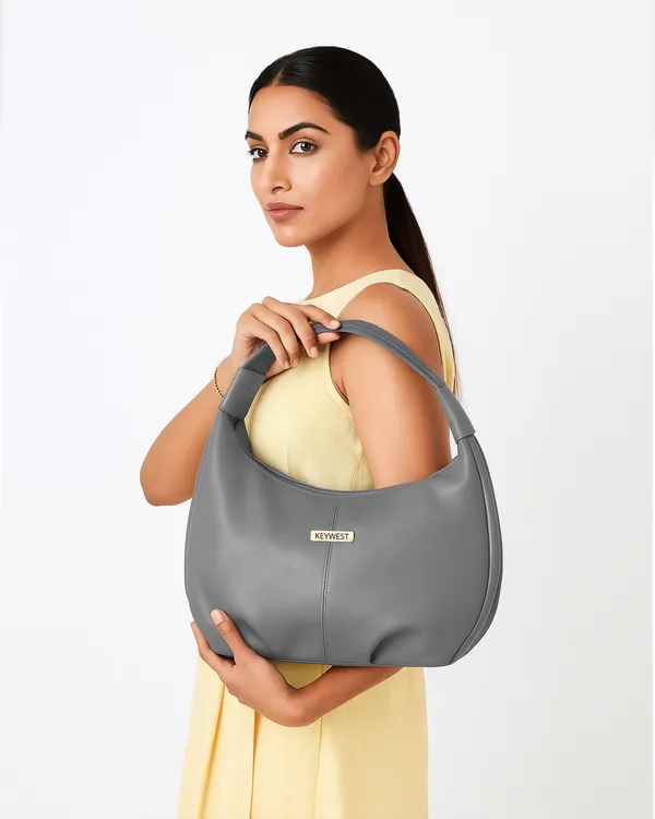 Keywest_Women's_Vegan_Leather_Oval_Tote_Handbag_for_Women_|_Hobo_Bag_for_Work_|_Ladies_Purse_|_Stylish_Shoulder_Bag_|_Gift_For_Women_|_Grey