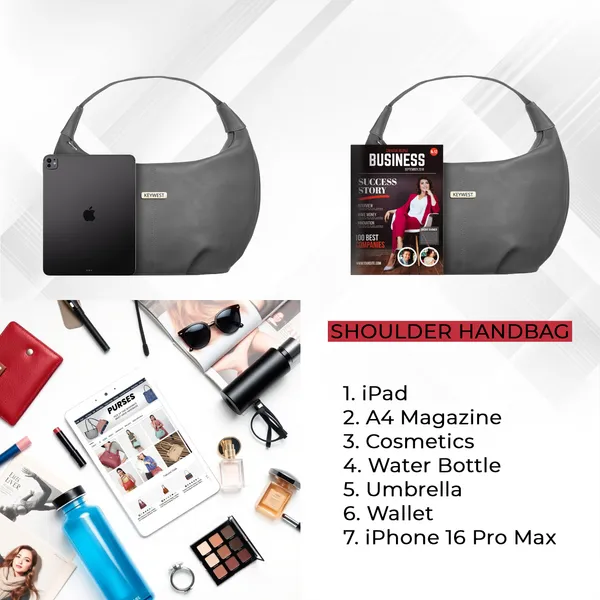 Keywest_Women's_Vegan_Leather_Oval_Tote_Handbag_for_Women_|_Hobo_Bag_for_Work_|_Ladies_Purse_|_Stylish_Shoulder_Bag_|_Gift_For_Women_|_Grey