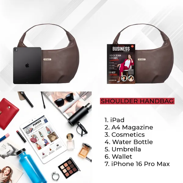 Keywest_Women's_Vegan_Leather_Oval_Tote_Handbag_for_Women_|_Hobo_Bag_for_Work_|_Ladies_Purse_|_Stylish_Shoulder_Bag_|_Gift_For_Women_|_Brown