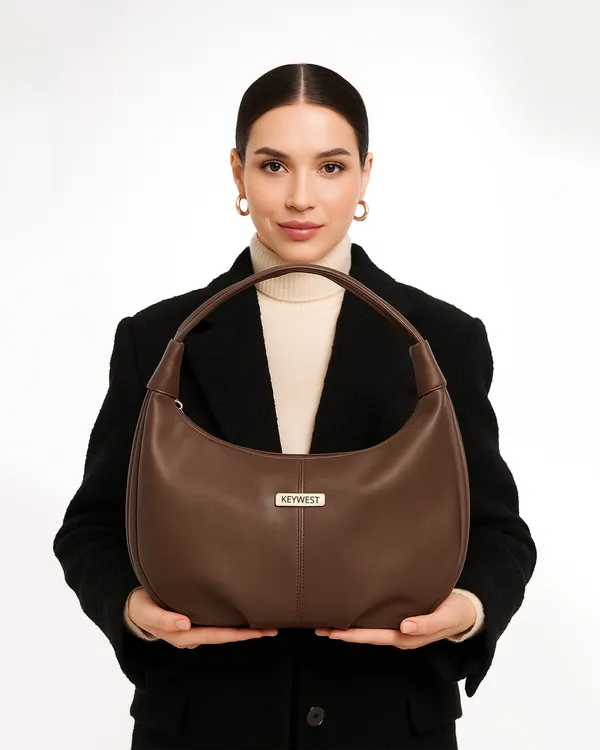 Keywest_Women's_Vegan_Leather_Oval_Tote_Handbag_for_Women_|_Hobo_Bag_for_Work_|_Ladies_Purse_|_Stylish_Shoulder_Bag_|_Gift_For_Women_|_Brown