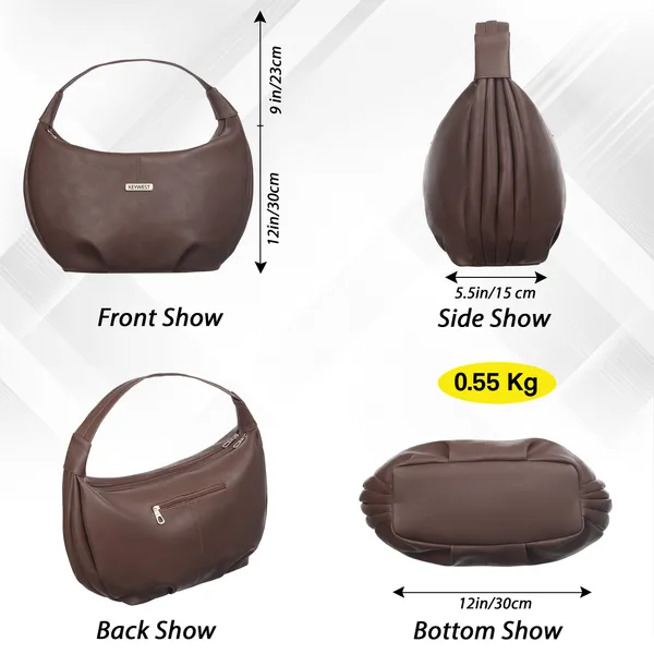 Keywest_Women's_Vegan_Leather_Oval_Tote_Handbag_for_Women_|_Hobo_Bag_for_Work_|_Ladies_Purse_|_Stylish_Shoulder_Bag_|_Gift_For_Women_|_Brown