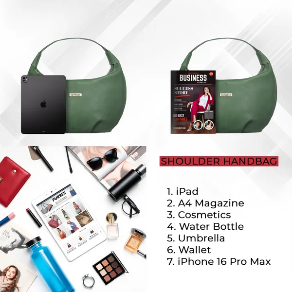 Keywest_Women's_Vegan_Leather_Oval_Tote_Handbag_for_Women_|_Hobo_Bag_for_Work_|_Ladies_Purse_|_Stylish_Shoulder_Bag_|_Gift_For_Women_|_Green