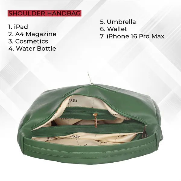Keywest_Women's_Vegan_Leather_Oval_Tote_Handbag_for_Women_|_Hobo_Bag_for_Work_|_Ladies_Purse_|_Stylish_Shoulder_Bag_|_Gift_For_Women_|_Green