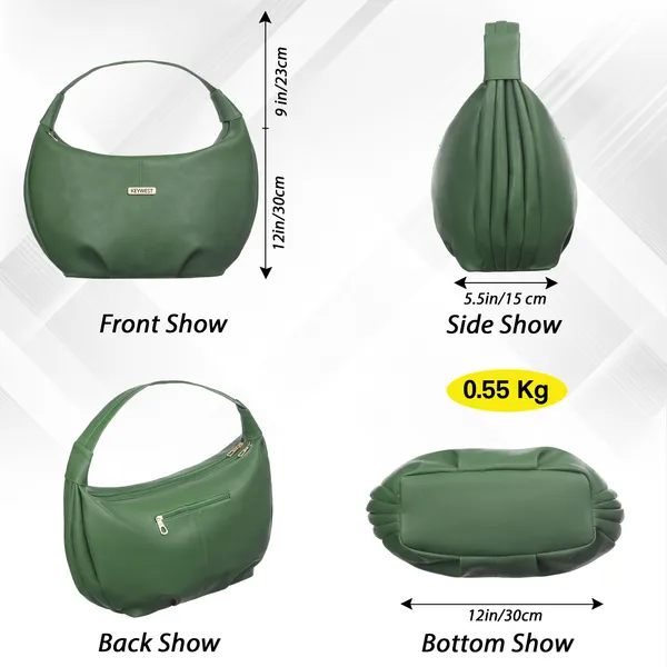 Keywest_Women's_Vegan_Leather_Oval_Tote_Handbag_for_Women_|_Hobo_Bag_for_Work_|_Ladies_Purse_|_Stylish_Shoulder_Bag_|_Gift_For_Women_|_Green