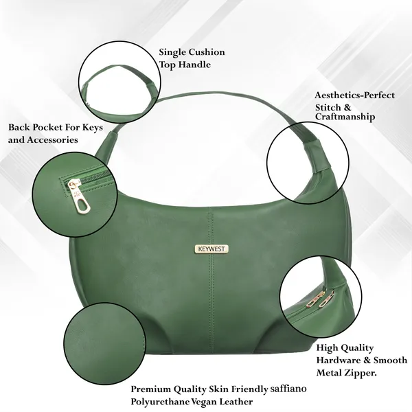 Keywest_Women's_Vegan_Leather_Oval_Tote_Handbag_for_Women_|_Hobo_Bag_for_Work_|_Ladies_Purse_|_Stylish_Shoulder_Bag_|_Gift_For_Women_|_Green