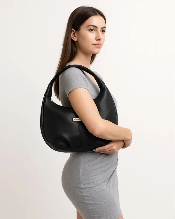 Keywest_Women's_Vegan_Leather_Oval_Tote_Handbag_for_Women_|_Hobo_Bag_for_Work_|_Ladies_Purse_|_Stylish_Shoulder_Bag_|_Gift_For_Women_|_Black