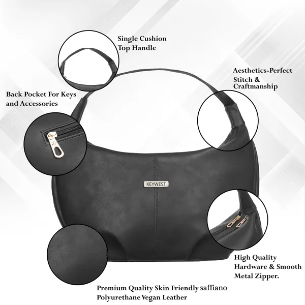 Keywest_Women's_Vegan_Leather_Oval_Tote_Handbag_for_Women_|_Hobo_Bag_for_Work_|_Ladies_Purse_|_Stylish_Shoulder_Bag_|_Gift_For_Women_|_Black