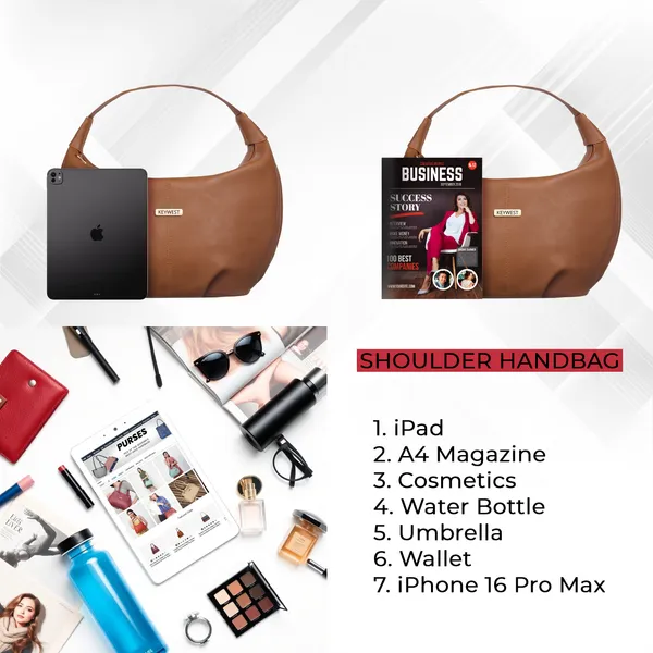 Keywest_Women's_Vegan_Leather_Oval_Tote_Handbag_for_Women_|_Hobo_Bag_for_Work_|_Ladies_Purse_|_Stylish_Shoulder_Bag_|_Gift_For_Women_|_Tan