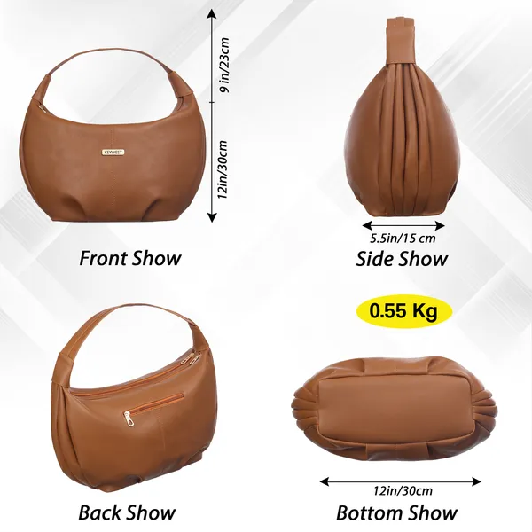 Keywest_Women's_Vegan_Leather_Oval_Tote_Handbag_for_Women_|_Hobo_Bag_for_Work_|_Ladies_Purse_|_Stylish_Shoulder_Bag_|_Gift_For_Women_|_Tan
