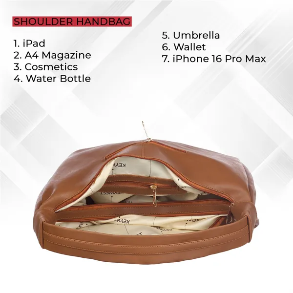 Keywest_Women's_Vegan_Leather_Oval_Tote_Handbag_for_Women_|_Hobo_Bag_for_Work_|_Ladies_Purse_|_Stylish_Shoulder_Bag_|_Gift_For_Women_|_Tan