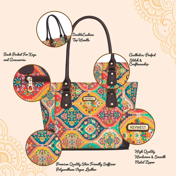 Keywest_Women's_Jute_Print_Office_Bag_|_Stylish_Bags_for_Office_Use_|_Laptop_Bag_15.6_inch_|_Stylish_Tote_for_Office_Use_|_Purse_for_Women_|_Vegan_Leather_Handbag_|_Daily_&_Travel_Use_|_Celina_Mughal_Print