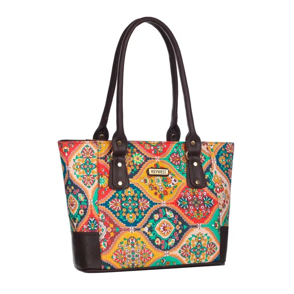 Keywest_Women's_Jute_Print_Office_Bag_|_Stylish_Bags_for_Office_Use_|_Laptop_Bag_15.6_inch_|_Stylish_Tote_for_Office_Use_|_Purse_for_Women_|_Vegan_Leather_Handbag_|_Daily_&_Travel_Use_|_Celina_Mughal_Print