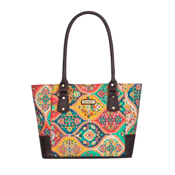 Keywest_Women's_Jute_Print_Office_Bag_|_Stylish_Bags_for_Office_Use_|_Laptop_Bag_15.6_inch_|_Stylish_Tote_for_Office_Use_|_Purse_for_Women_|_Vegan_Leather_Handbag_|_Daily_&_Travel_Use_|_Celina_Mughal_Print