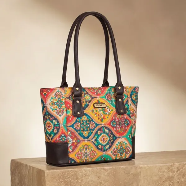 Keywest_Women's_Jute_Print_Office_Bag_|_Stylish_Bags_for_Office_Use_|_Laptop_Bag_15.6_inch_|_Stylish_Tote_for_Office_Use_|_Purse_for_Women_|_Vegan_Leather_Handbag_|_Daily_&_Travel_Use_|_Celina_Mughal_Print