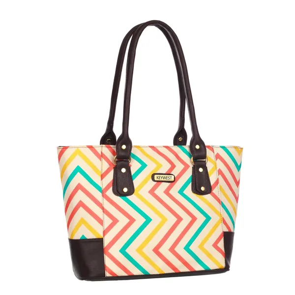 Keywest_Women's_Jute_Print_Office_Bag_|_Stylish_Bags_for_Office_Use_|_Laptop_Bag_15.6_inch_|_Stylish_Tote_for_Office_Use_|_Purse_for_Women_|_Vegan_Leather_Handbag_|_Daily_&_Travel_Use_|_Wave_Beach