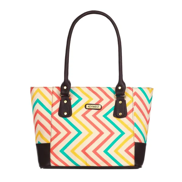 Keywest_Women's_Jute_Print_Office_Bag_|_Stylish_Bags_for_Office_Use_|_Laptop_Bag_15.6_inch_|_Stylish_Tote_for_Office_Use_|_Purse_for_Women_|_Vegan_Leather_Handbag_|_Daily_&_Travel_Use_|_Wave_Beach