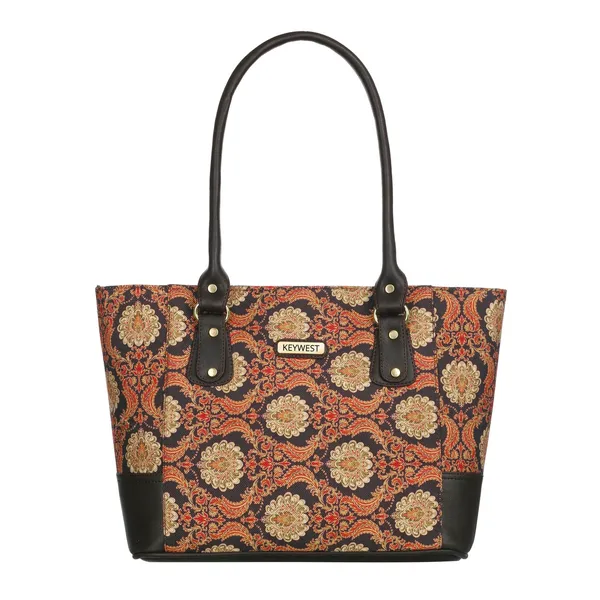Keywest_Women's_Jute_Print_Office_Bag_|_Stylish_Bags_for_Office_Use_|_Laptop_Bag_15.6_inch_|_Stylish_Tote_for_Office_Use_|_Purse_for_Women_|_Vegan_Leather_Handbag_|_Daily_&_Travel_Use_|_Jodhpur_Damask